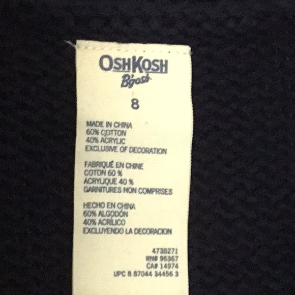OshKosh Bgosh Navy Blue Long Sleeve Cardigan Chunky Knit Sweater, Pockets Fall - Picture 3 of 5